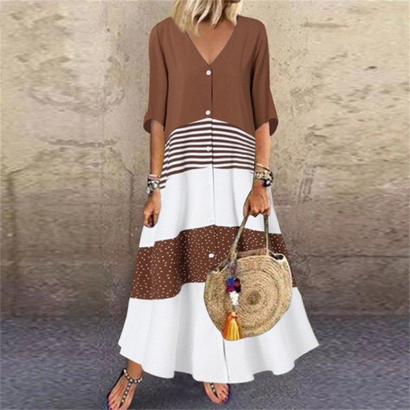 ⌛Limited-Time Offer-Women's Summer V-Neck Button-Up Maxi Dress