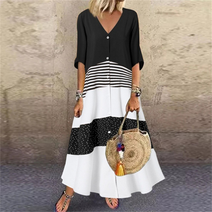 ⌛Limited-Time Offer-Women's Summer V-Neck Button-Up Maxi Dress
