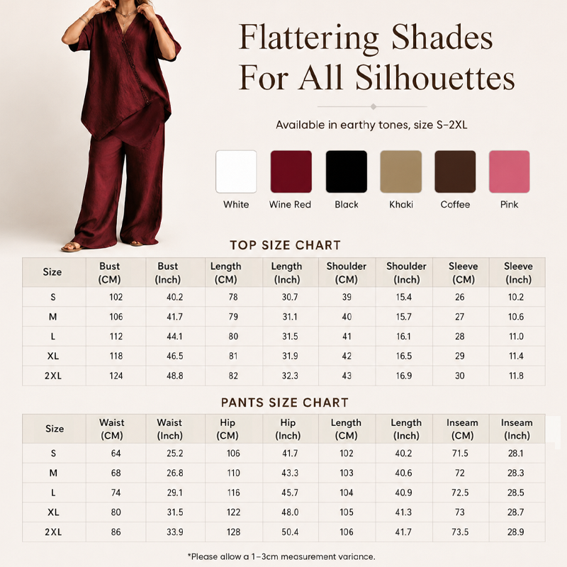 ⌛Limited-Time Offer-Women's Asymmetrical Top & Wide-Leg Pants Set