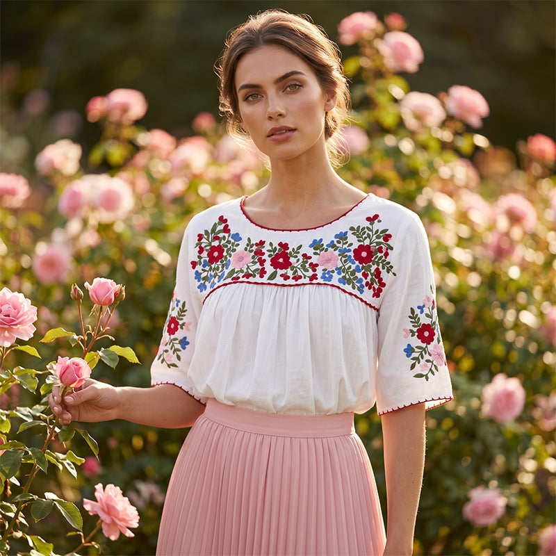 ⌛Limited-Time Offer-Women Casual Loose Embroidery Breathable  Fit Top
