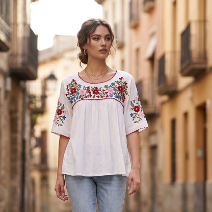 ⌛Limited-Time Offer-Women Casual Loose Embroidery Breathable  Fit Top