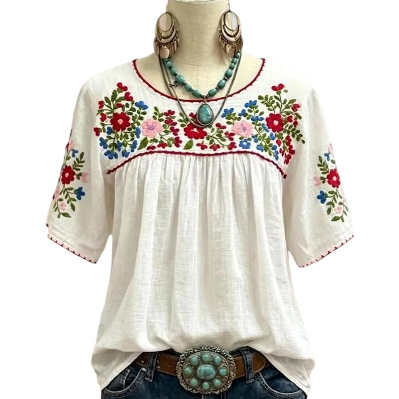 ⌛Limited-Time Offer-Women Casual Loose Embroidery Breathable  Fit Top