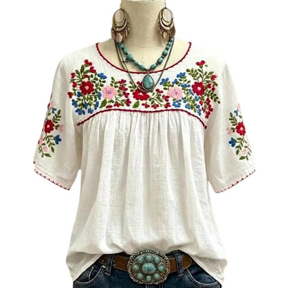 ⌛Limited-Time Offer-Women Casual Loose Embroidery Breathable  Fit Top