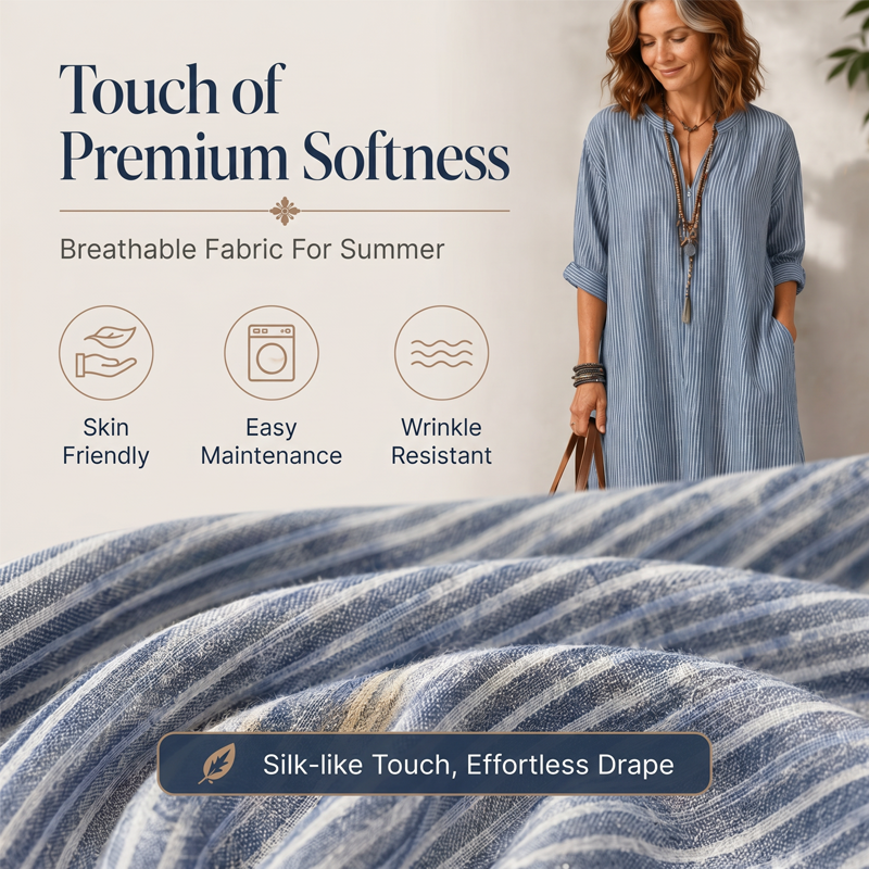 💥Last-Day Sale-Women's Striped V-Neck Maxi Dress