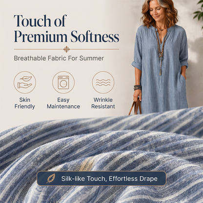💥Last-Day Sale-Women's Striped V-Neck Maxi Dress