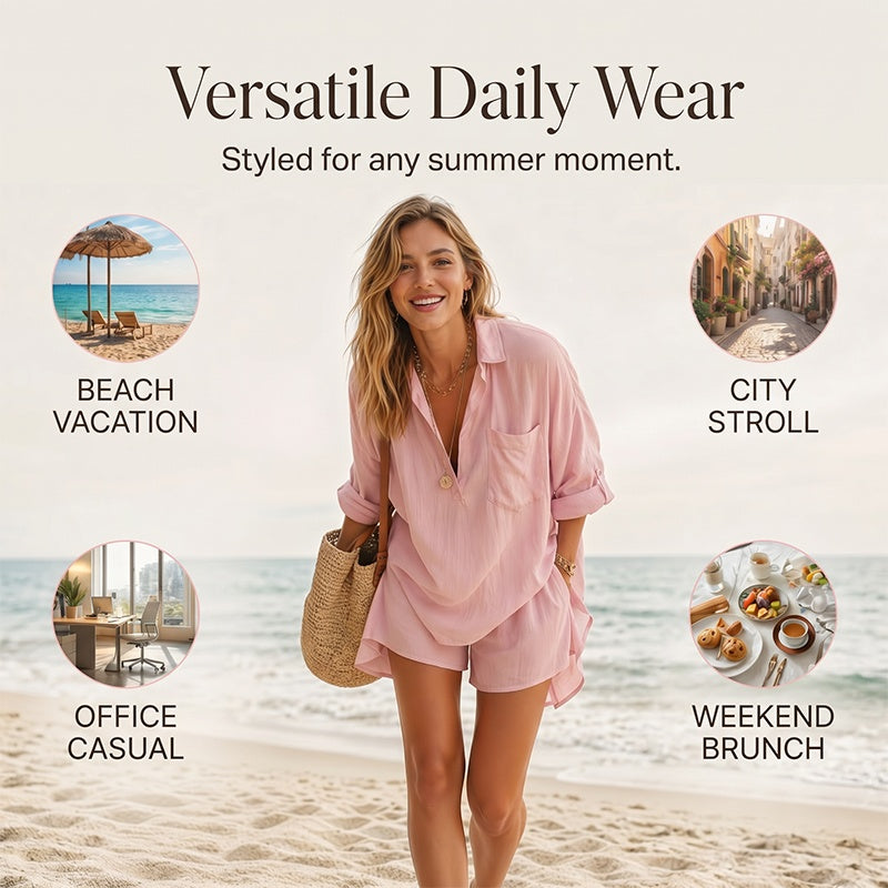 Women's Loose-Fit Top & Shorts 2-Piece Set