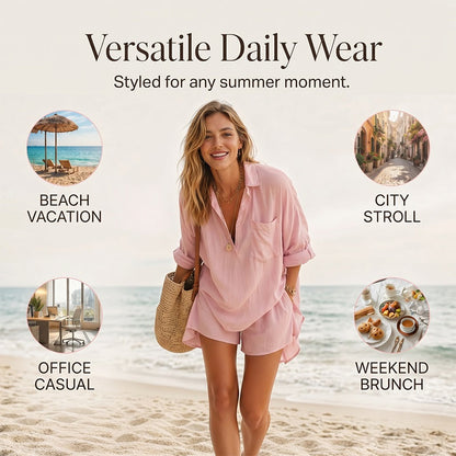 Women's Loose-Fit Top & Shorts 2-Piece Set