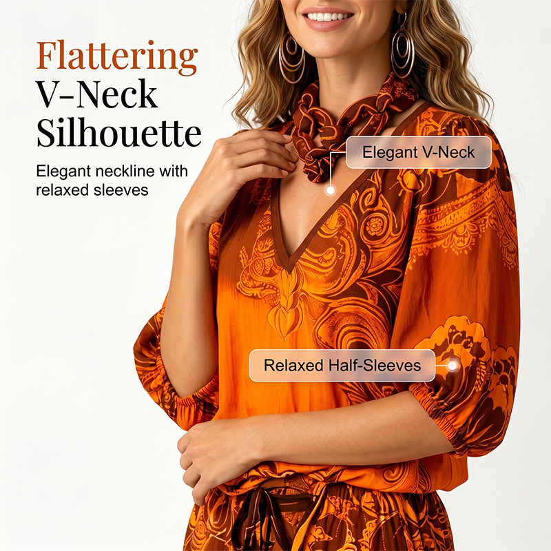 ⌛Limited-Time Offer-Women's Vintage V-Neck Top and Pants Set