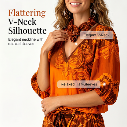 ⌛Limited-Time Offer-Women's Vintage V-Neck Top and Pants Set