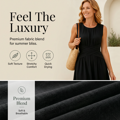 📢📢40% OFF !! ⏰Women's Sleeveless Round Neck Wrap-Waist Maxi Dress