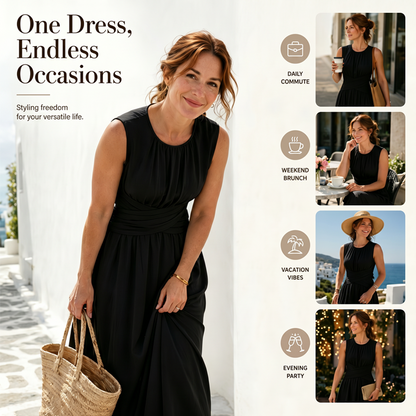 📢📢40% OFF !! ⏰Women's Sleeveless Round Neck Wrap-Waist Maxi Dress