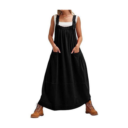 ⌛Limited-Time Offer-Women's Casual Overall Maxi Dress with Pockets