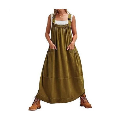 ⌛Limited-Time Offer-Women's Casual Overall Maxi Dress with Pockets