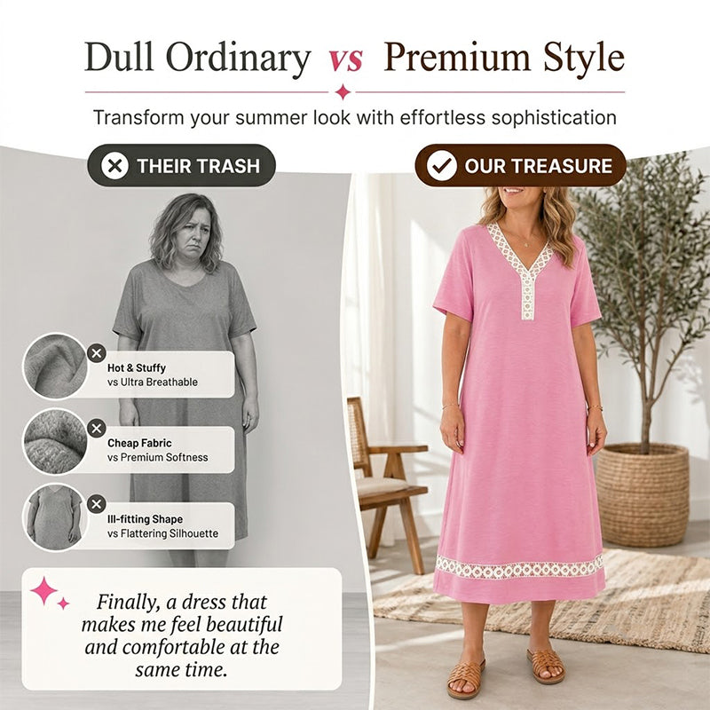 ⌛Limited-Time Offer-Women's Elegant Lace Splicing V-Neck Dress
