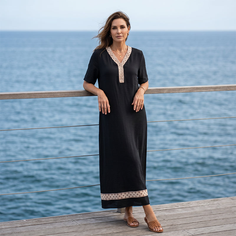 ⌛Limited-Time Offer-Women's Elegant Lace Splicing V-Neck Dress