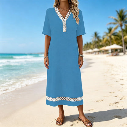 ⌛Limited-Time Offer-Women's Elegant Lace Splicing V-Neck Dress