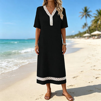⌛Limited-Time Offer-Women's Elegant Lace Splicing V-Neck Dress