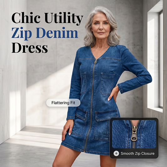 🎉Limited-Time Offer– Women's Long Sleeve Zipper Printed Short Dress, Trendy Print with a Functional Zipper Detail for a Chic Look
