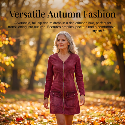 🎉Limited-Time Offer– Women's Long Sleeve Zipper Printed Short Dress, Trendy Print with a Functional Zipper Detail for a Chic Look