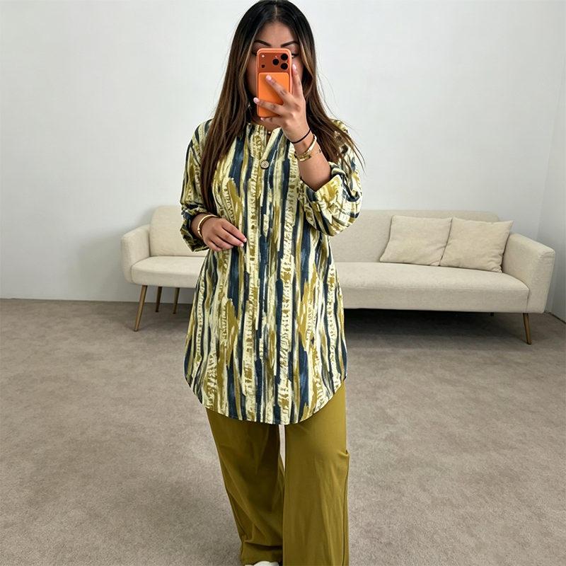 🔥New Arrivals & Special Offers-Women Tie Dye V Neck Roll Up Sleeve 2 Piece Matching Pants Set