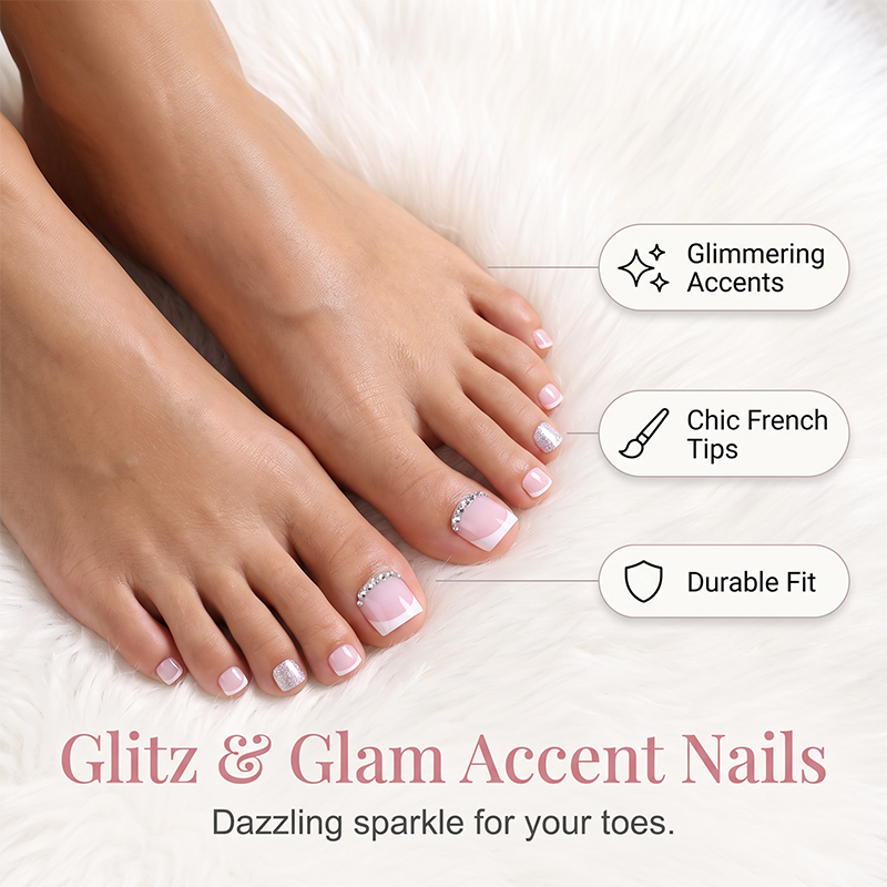 ⌛Limited-Time Offer-Elegant Pink French Press on Toenails