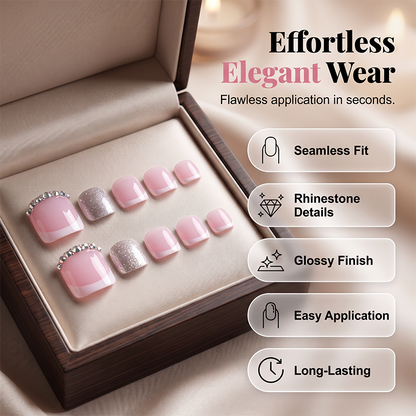 ⌛Limited-Time Offer-Elegant Pink French Press on Toenails