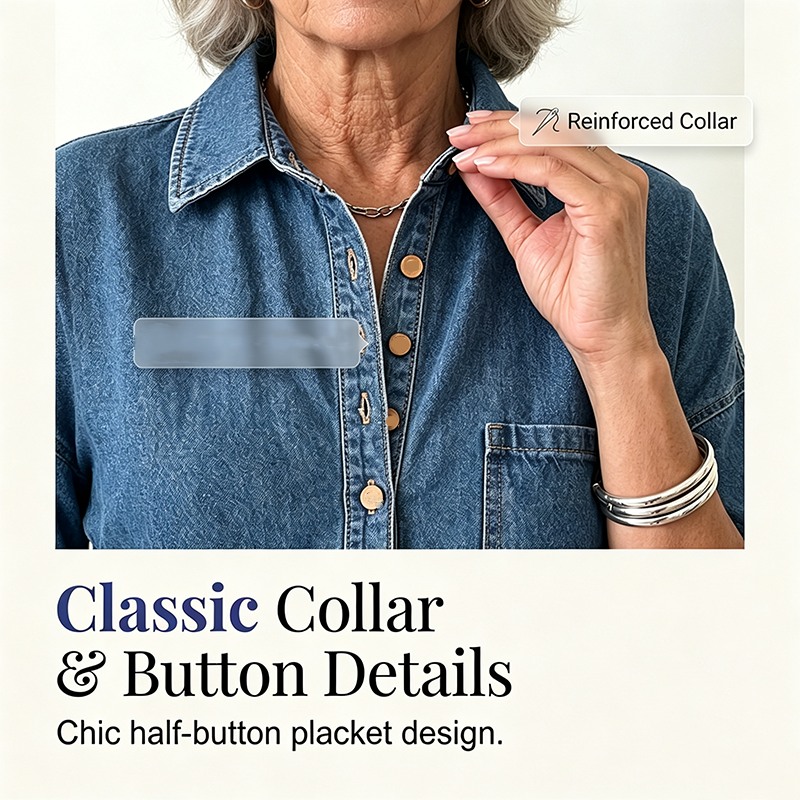 🔥New Arrivals & Special Offers-Women's Loose-Fit Denim Shirt Dress
