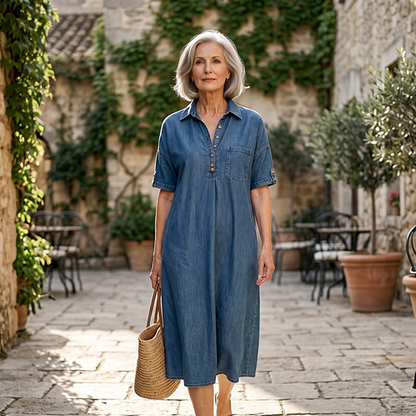 🔥New Arrivals & Special Offers-Women's Loose-Fit Denim Shirt Dress