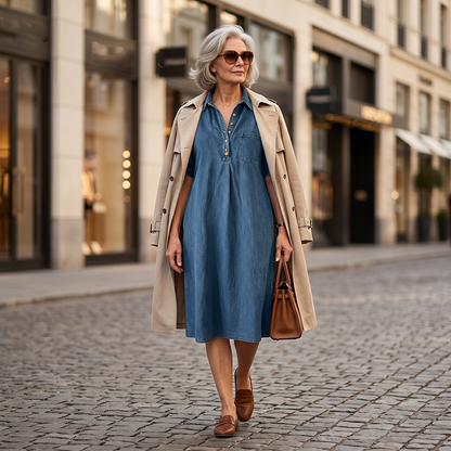 🔥New Arrivals & Special Offers-Women's Loose-Fit Denim Shirt Dress