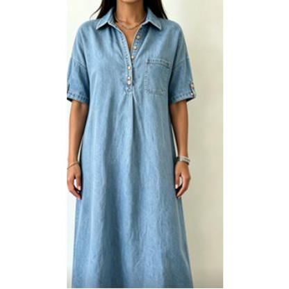 🔥New Arrivals & Special Offers-Women's Loose-Fit Denim Shirt Dress