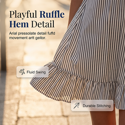 🔥New Arrivals & Special Offers-Women Casual Striped Sleeveless V-Neck Ruffle Beach Swing Dress