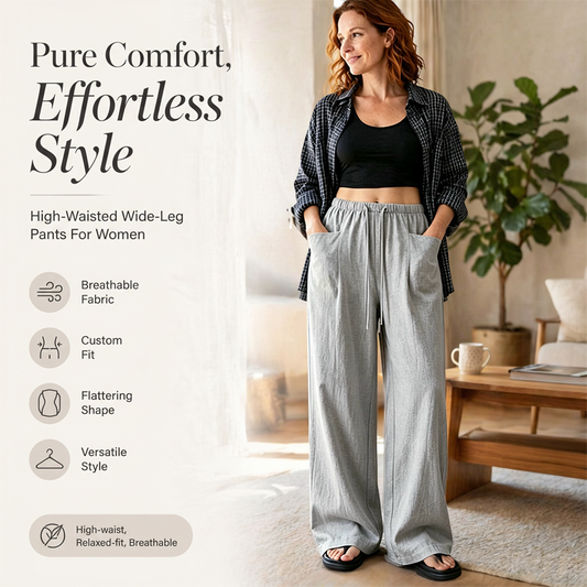 ⌛Limited-Time Offer-Women's High-Waisted Wide-Leg Drawstring Pants