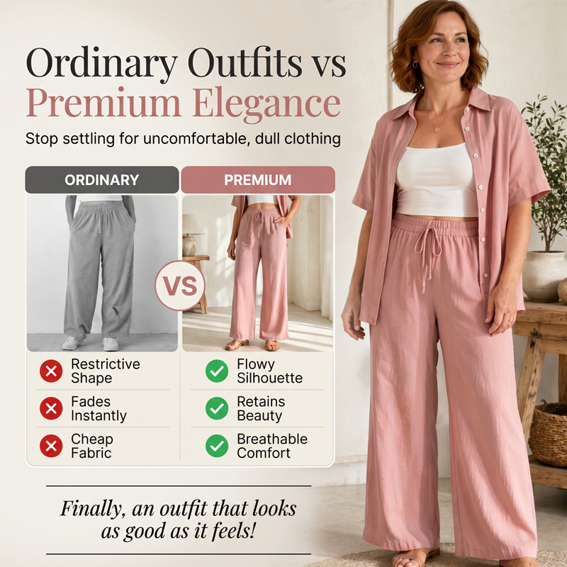 ⌛50% Off on the Last Day-Women's Short Sleeve Shirt & Wide-Leg Pants Set