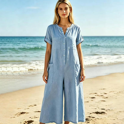 🌿50% Off on the Last Day-Women's Casual Short Sleeve Wide-Leg Jumpsuit