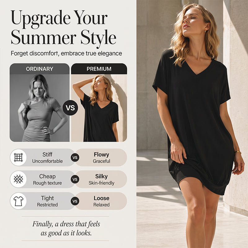 ⌛Limited-Time Offer-Women's Plus Size V-Neck T-Shirt Dress