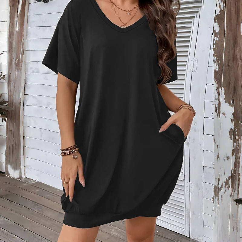 ⌛Limited-Time Offer-Women's Plus Size V-Neck T-Shirt Dress
