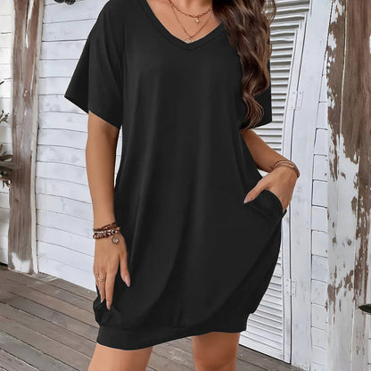 ⌛Limited-Time Offer-Women's Plus Size V-Neck T-Shirt Dress