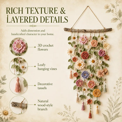 ⏳🌸LAST DAY SALE 60% OFF⚡50K+ SOLD💕💮Crochet Flower Wall Hanging Decor🖼️