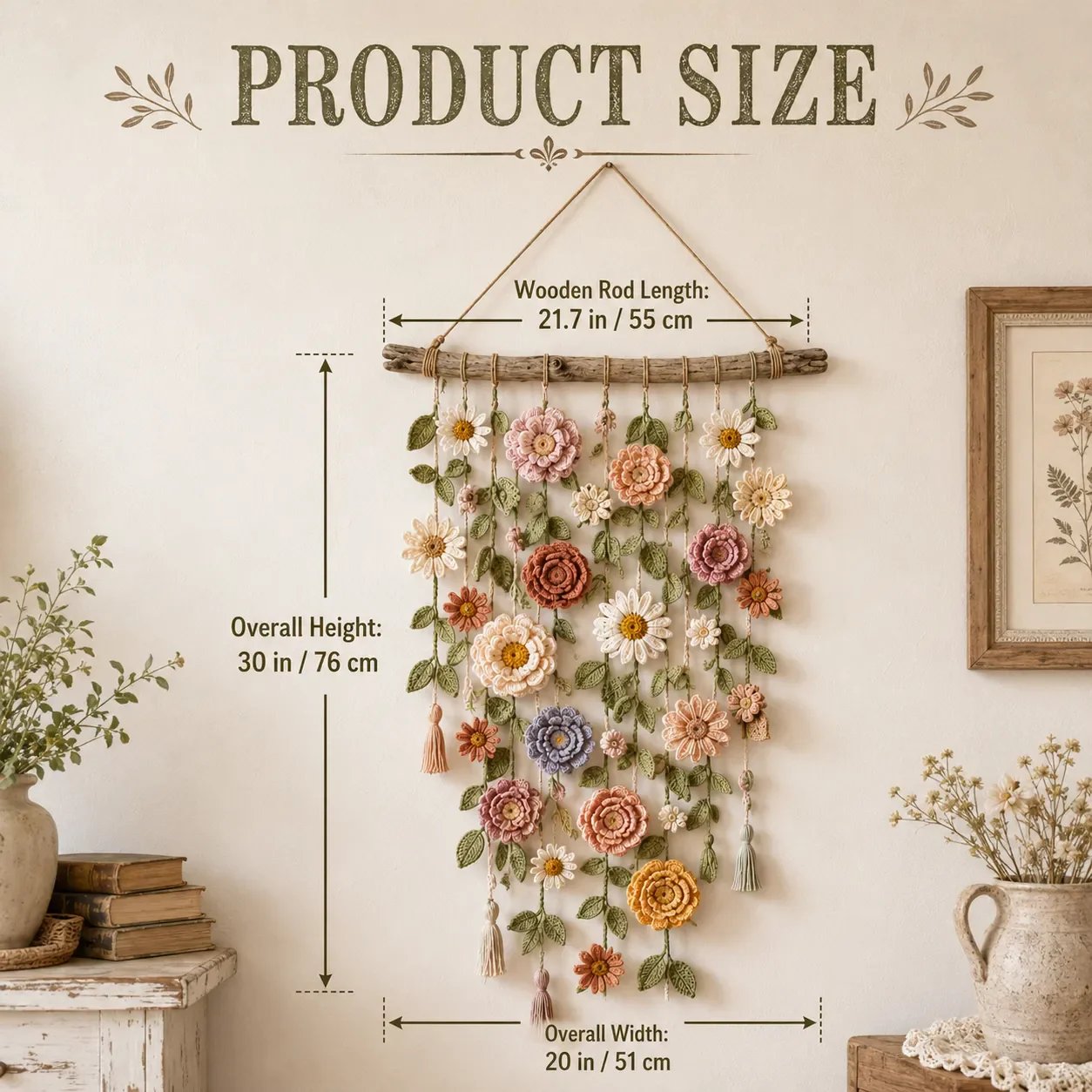 ⏳🌸LAST DAY SALE 60% OFF⚡50K+ SOLD💕💮Crochet Flower Wall Hanging Decor🖼️