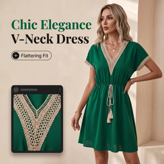 ⌛Limited-Time Offer-Women's Boho Lace V-Neck Dress