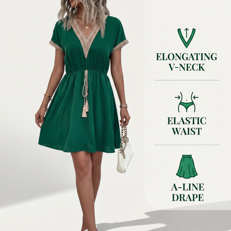 ⌛Limited-Time Offer-Women's Boho Lace V-Neck Dress