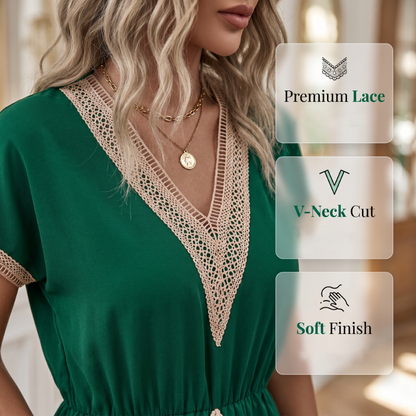⌛Limited-Time Offer-Women's Boho Lace V-Neck Dress