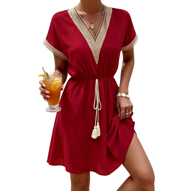 ⌛Limited-Time Offer-Women's Boho Lace V-Neck Dress