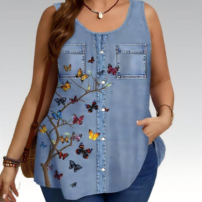 ⌛Limited-Time Offer-Women's Summer Butterfly Print Tank Top