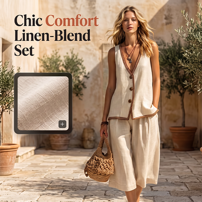 ⌛Limited-Time Offer-Women's Sleeveless V-Neck Top & Wide-Leg Pants Set