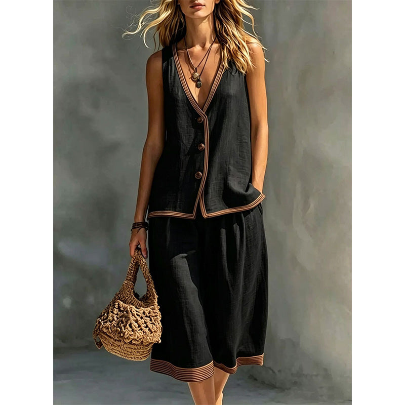 ⌛Limited-Time Offer-Women's Sleeveless V-Neck Top & Wide-Leg Pants Set