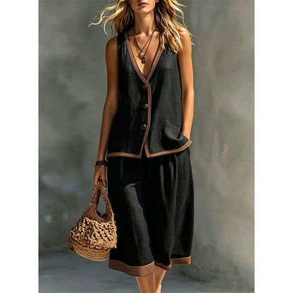 ⌛Limited-Time Offer-Women's Sleeveless V-Neck Top & Wide-Leg Pants Set