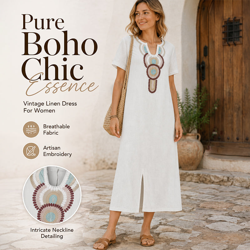 ⌛Limited-Time Offer-Women's Embroidered Maxi Dress with Front Slit