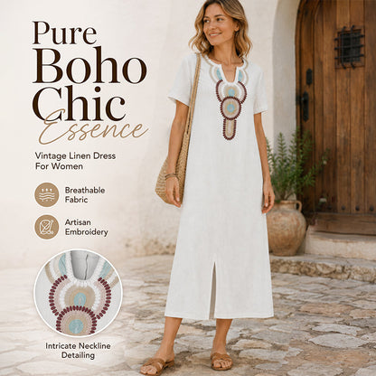 ⌛Limited-Time Offer-Women's Embroidered Maxi Dress with Front Slit