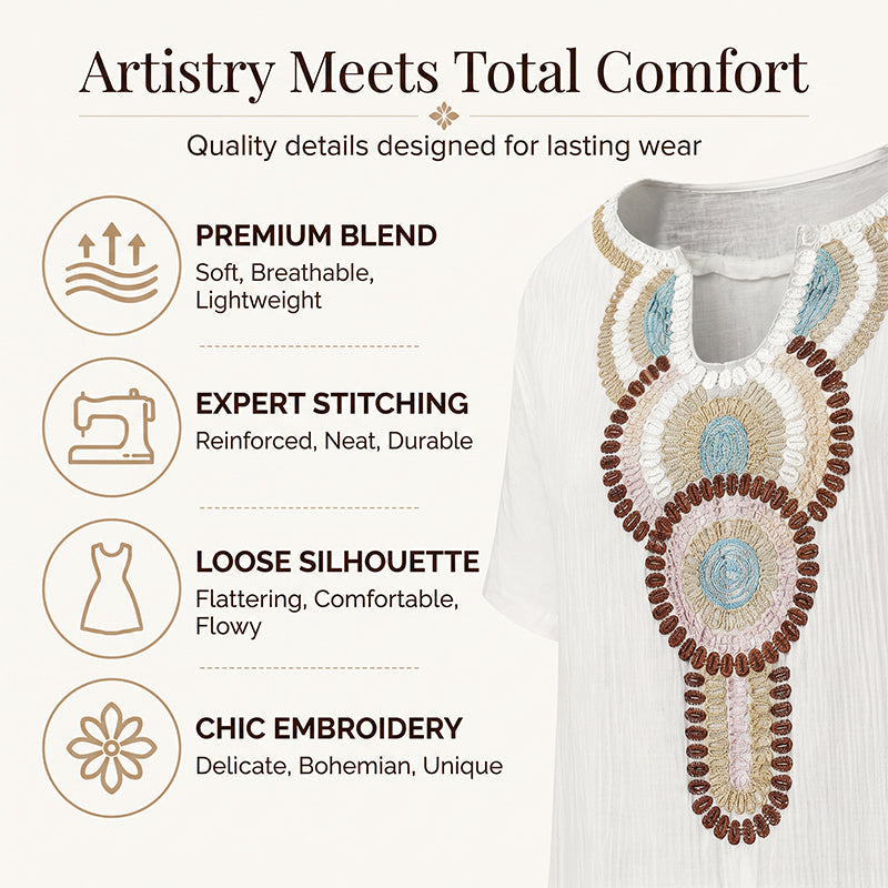 ⌛Limited-Time Offer-Women's Embroidered Maxi Dress with Front Slit